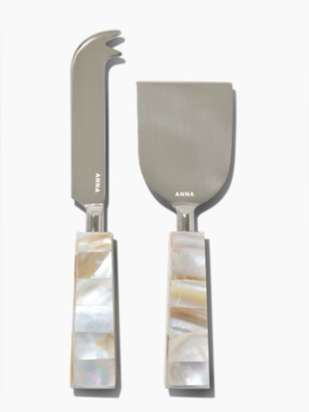 Anna Iridescent Mother-of-Pearl Cheese Knife Set - White & Cream
